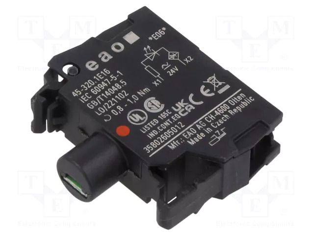 Illuminating unit; 22mm; 45; front fixing; 24VAC; screw terminals EAO 45-320.1E16