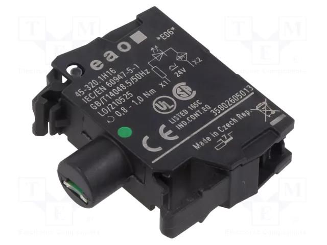Illuminating unit; 22mm; 45; front fixing; 24VAC; screw terminals EAO 45-320.1H16