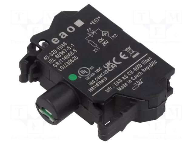 Illuminating unit; 22mm; 45; front fixing; 24VAC; spring clamps EAO 45-320.1H46