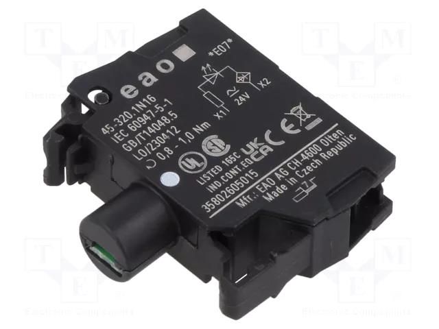 Illuminating unit; 22mm; 45; front fixing; 24VAC; screw terminals EAO 45-320.1N16