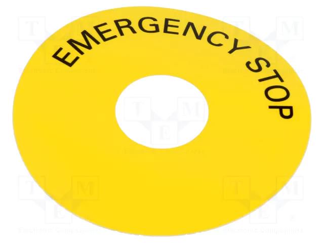 Description label; 45; 75mm; plastic; Body: yellow EAO 45-50J.140S