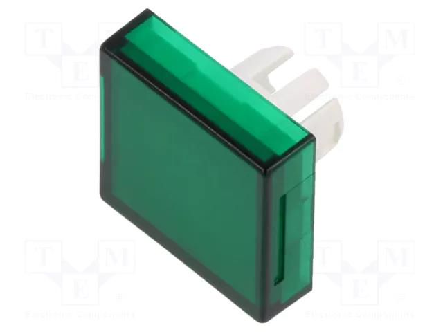 Actuator lens; 22mm; 61; transparent,green; plastic; Dim: 18x18mm EAO 61-9671.5