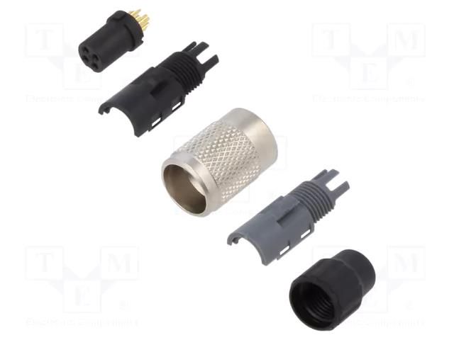 Connector: M9; plug; female; Plating: gold-plated; 125V; 3A; IP40 BINDER 99-0080-102-04
