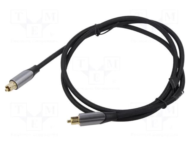 Cable; Toslink plug,both sides; 1m; Plating: gold-plated; black VENTION BAVHF