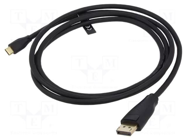 Adapter; DisplayPort plug,USB C plug; gold-plated; 1.5m; black VENTION CGYBG