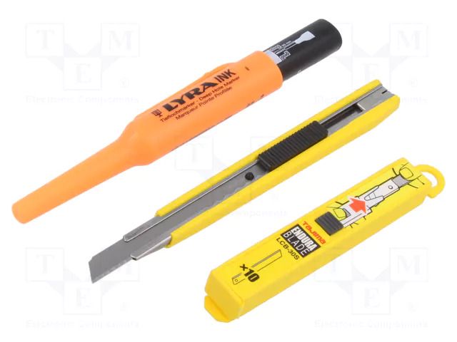 Kit: for processing foam; Kit: knife,blades for knife x9,pen LeanFoam LF-ZESTAW