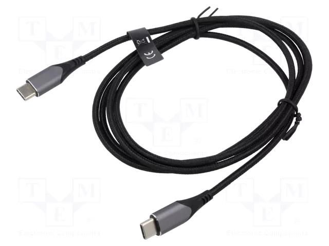 Cable; USB 2.0; USB C plug,both sides; 1.5m; black; 480Mbps; 60W VENTION TADHG