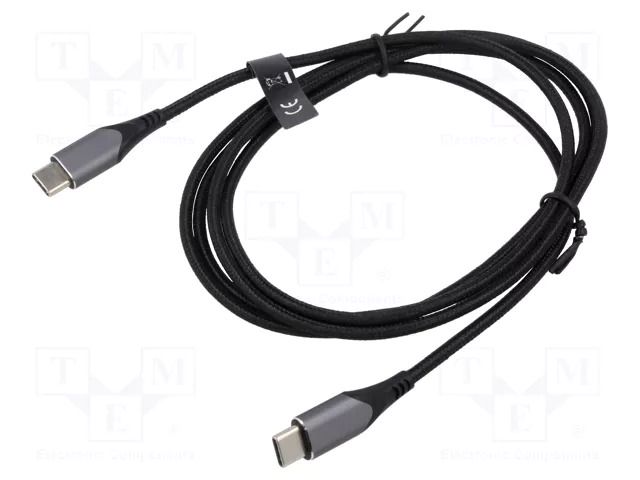 Cable; USB 2.0; USB C plug,both sides; 1.5m; black; 480Mbps; 60W VENTION TADHG