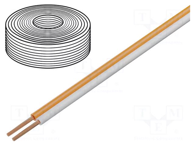 Wire; LiYz; 2x0.5mm2; 400V; Package: 25m; Cu; stranded; white,orange DONAU ELEKTRONIK D-250-57-25