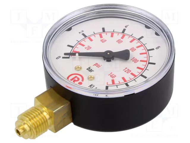 Manometer; 0÷10bar; G 1/4",bottom connection; 63mm; plastic PNEUMAT 117-KD