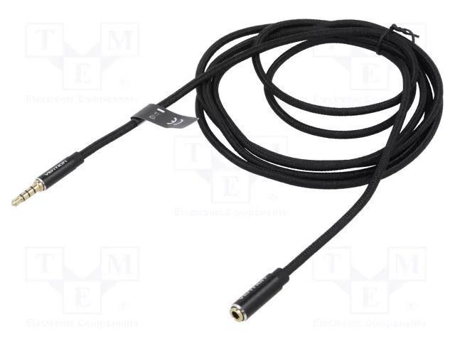 Cable; Jack 3.5mm 4pin socket,Jack 3,5mm 4pin plug; 0.5m; black VENTION BHCBD