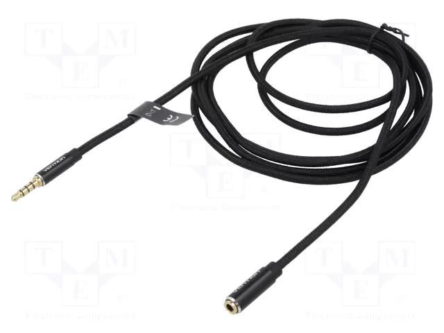 Cable; Jack 3.5mm 4pin socket,Jack 3,5mm 4pin plug; 2m; black VENTION BHCBH