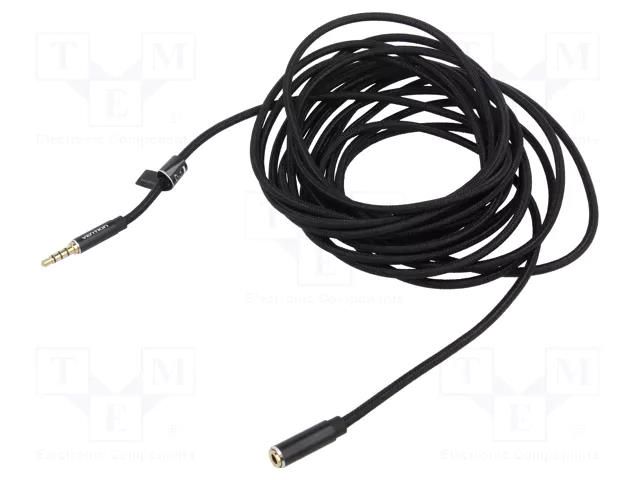 Cable; Jack 3.5mm 4pin socket,Jack 3,5mm 4pin plug; 5m; black VENTION BHCBJ