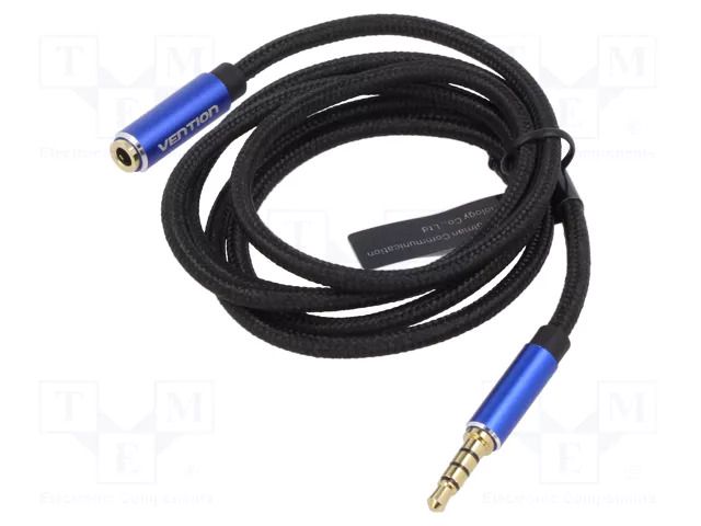 Cable; Jack 3.5mm 4pin socket,Jack 3,5mm 4pin plug; 1m; black VENTION BHCLF