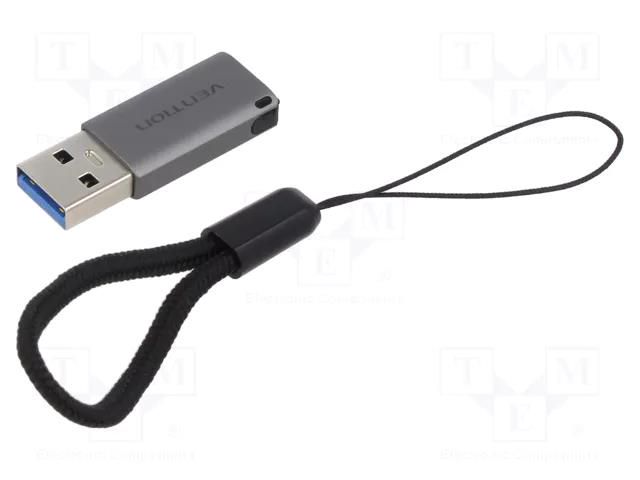 Adapter; USB 3.0,USB 3.1; USB A plug,USB C socket; 5Gbps; grey VENTION CDPH0