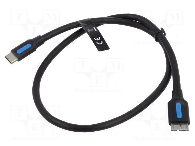 Cable; USB 3.0; USB B micro plug,USB C plug; nickel plated; 0.5m VENTION CQABD