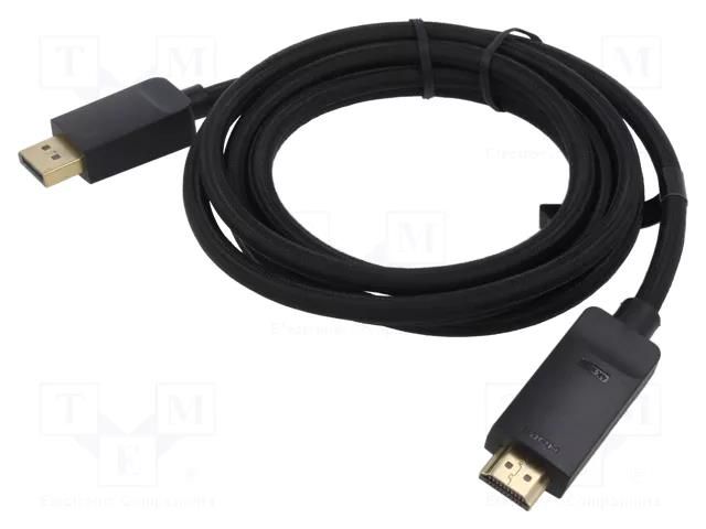 Cable; DisplayPort plug,HDMI plug; PVC; textile; Len: 1m; black VENTION HFKBF