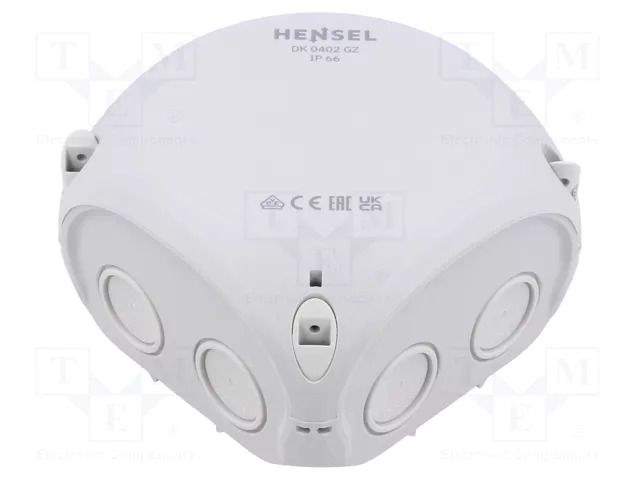 Enclosure: junction box; X: 104mm; Y: 104mm; Z: 70mm; IP66; grey HENSEL HENSEL-DK-0402-GZ