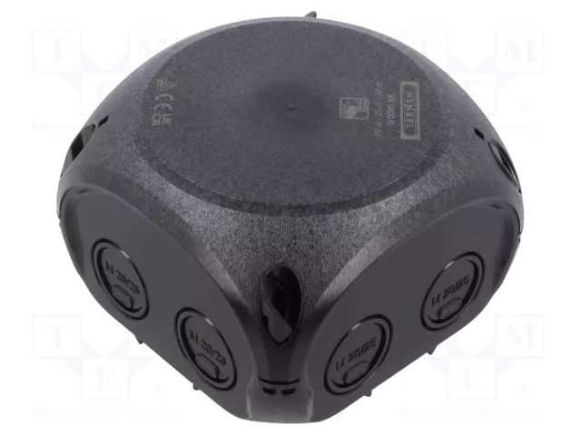 Enclosure: junction box; X: 93mm; Y: 93mm; Z: 62mm; IP66,IP67; black HENSEL HENSEL-KF-0200-B