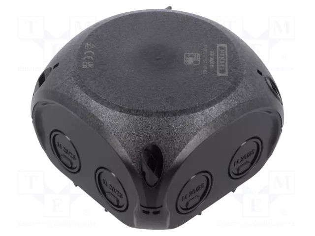 Enclosure: junction box; X: 93mm; Y: 93mm; Z: 62mm; IP66,IP67; black HENSEL HENSEL-KF-0202-B