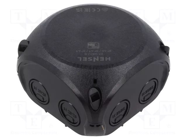 Enclosure: junction box; X: 104mm; Y: 104mm; Z: 70mm; IP66,IP67 HENSEL HENSEL-KF-0404-B