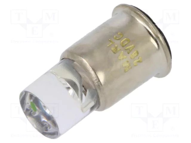 LED lamp; green; SX6s; 24÷28VDC; No.of diodes: 1; 5mm; Bulb: T1 3/4 MARL 206-532-23-38