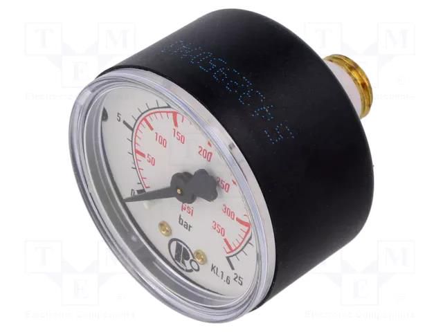 Manometer; 0÷25bar; G 1/4",rear connection; 50mm; Temp: -20÷60°C PNEUMAT 208-KD