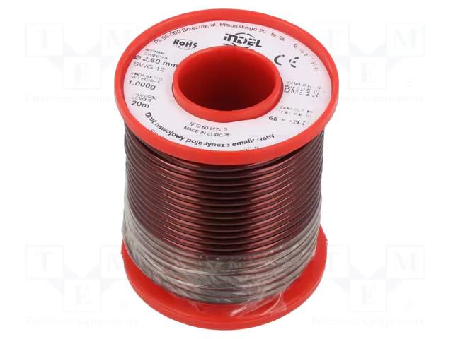 Coil wire; single coated enamelled; 2.6mm; 1kg; -65÷200°C INDEL DNE2.60-1.00