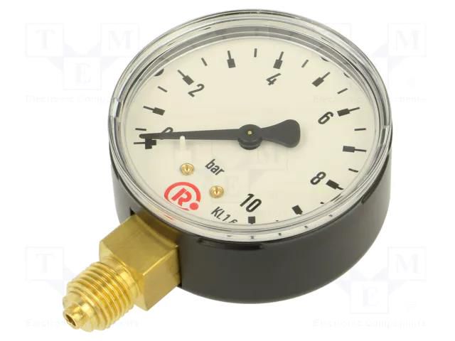 Manometer; 0÷10bar; G 1/4",bottom connection; 63mm; metal PNEUMAT 117