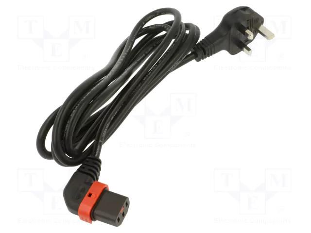 Cable; BS 1363 (G) plug,IEC C13 female angled right; 3m; black SCHAFFNER SCHAFFNER-821099