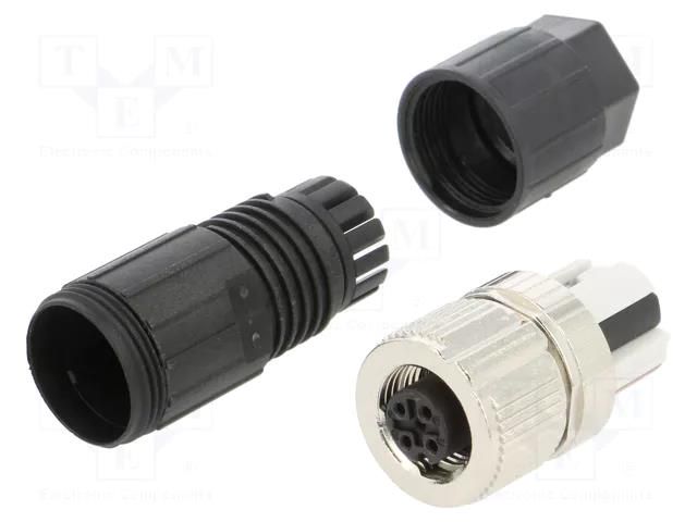 Connector: M12; plug; PIN: 4; female; 60V; straight; push-lock; 4A PHOENIX CONTACT SACC-M12FS-4PLM