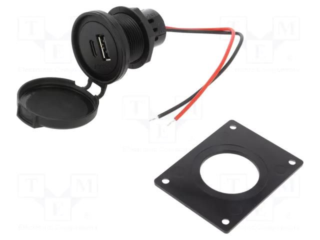 USB power supply; USB A socket,USB C socket; Sup.volt: 8÷34VDC PRO CAR PROCAR-67342650