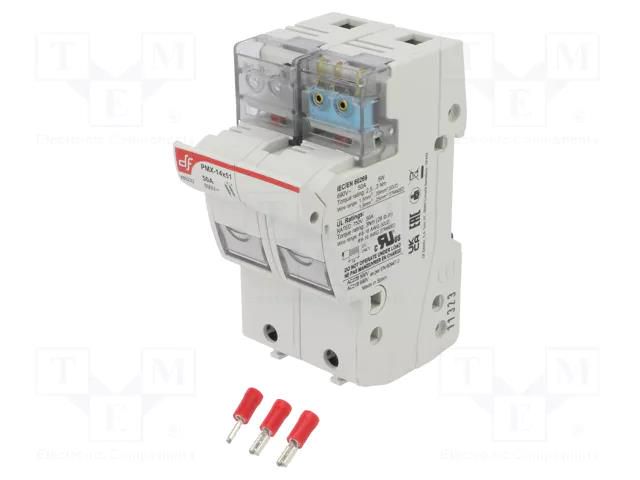 Fuse holder; 14x51mm; for DIN rail mounting; 50A; 690VAC; Poles: 2 DF ELECTRIC PMX14X51-2M
