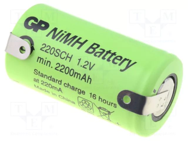 Re-battery: Ni-MH; SubC; 1.2V; 2200mAh; soldering lugs; Ø23x43mm GP ACCU-SC/2200-GP