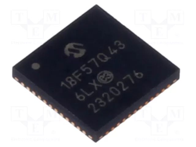 IC: PIC microcontroller; 64MHz; 1.8÷5.5VDC; SMD; VQFN48; PIC18 MICROCHIP TECHNOLOGY PIC18F57Q43-I/6LX