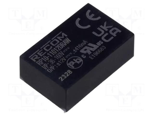 Converter: DC/DC; 10W; Uin: 36÷160VDC; Uout: 12VDC; Uout2: 12VDC RECOM RP10-11012DRAW