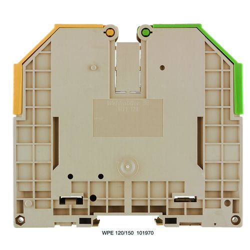 PE terminal, Screw connection, 120 mm², 1000 V, Number of connections: 2, Number of levels: 1, Green/yellow Weidmuller 1019700000 04008190495671