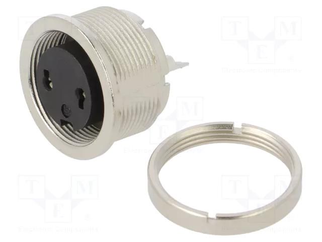 Connector: M16; socket; female; PIN: 2; 7A; 150V; soldering; straight BINDER 09-0304-00-02