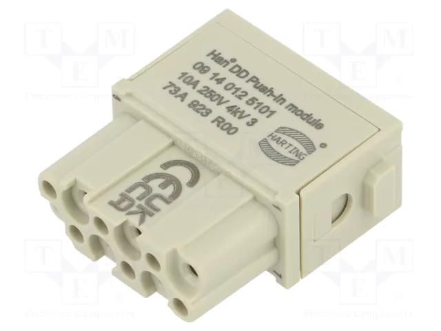 Connector: HDC; module; female; 10A; 250V; Han-Modular®; PIN: 12 HARTING 09140125101