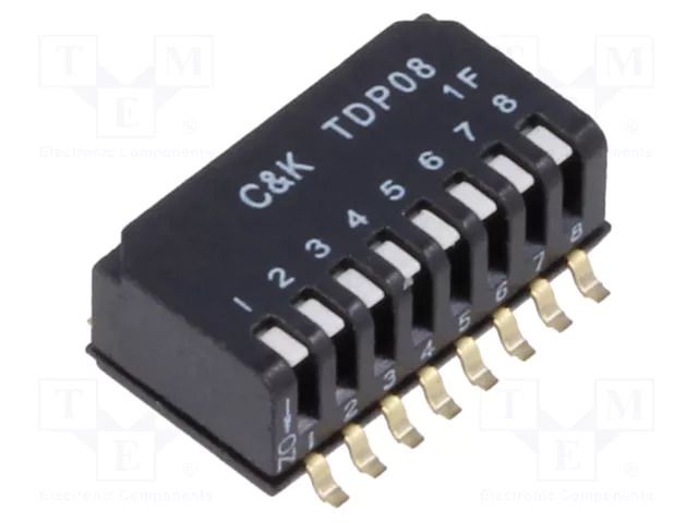 Switch: DIP-SWITCH; Poles number: 8; OFF-ON; 0.025A/24VDC; Pos: 2 C&K TDP08H0SBD1