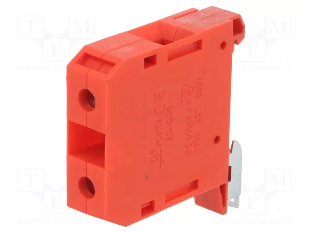 Splice terminal: rail; 101A; 690V; screw terminal; red; polyamide POKÓJ ZG-G25/TS35-RD