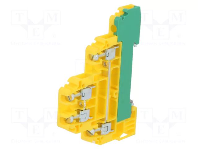Splice terminal: rail; 32A; screw terminal; yellow-green; W: 6.4mm POKÓJ ZG-G4-PE/L/L