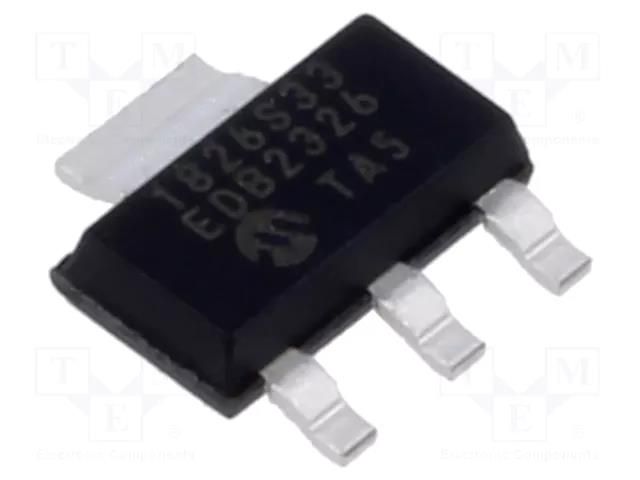 IC: voltage regulator; LDO,linear,fixed; 3.3V; 1A; SOT223-3; SMD MICROCHIP TECHNOLOGY MCP1826S-3302E/DB