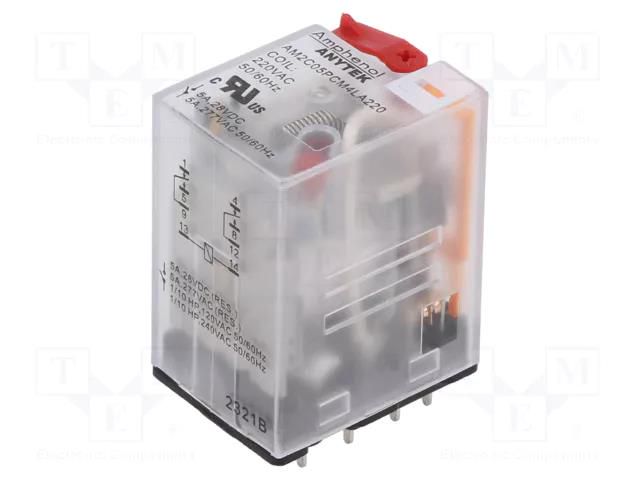Relay: electromagnetic industrial; DPDT; 220VAC; 5A/277VAC; PCB AMPHENOL ANYTEK AM2C05PCM4LA22000G