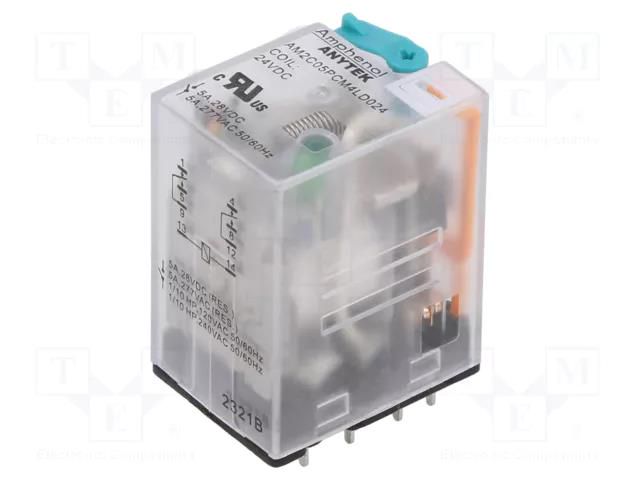Relay: electromagnetic industrial; DPDT; 24VDC; Icontacts max: 5A AMPHENOL ANYTEK AM2C05PCM4LD02400G