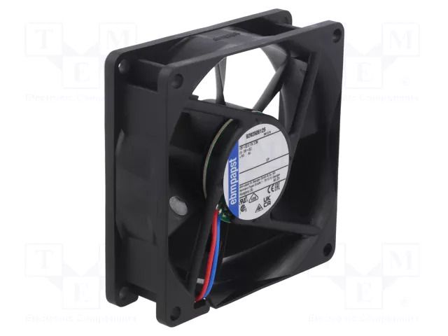 Fan: DC; axial; 12VDC; 80x80x25mm; 69m3/h; 32dBA; ball; 3100rpm EBM-PAPST 8412N