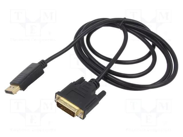 Cable; DisplayPort plug,DVI-D (24+1) plug; Len: 1.8m; black SAVIO SAVKABELCL-106