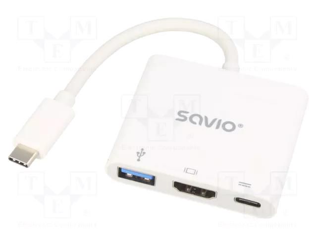 Adapter; USB 3.0; 5Gbps; white; Standard: Power Delivery SAVIO SAVAK-48