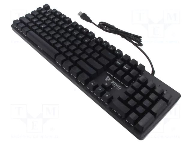 Keyboard; black,blue; USB A; wired,US layout; 1.8m SAVIO SAVGK-TEMPESTFL-BL