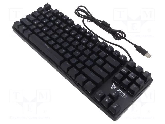 Keyboard; black,red; USB A; wired,US layout; mechanical keyboard SAVIO SAVGK-TEMPESTRX-RD